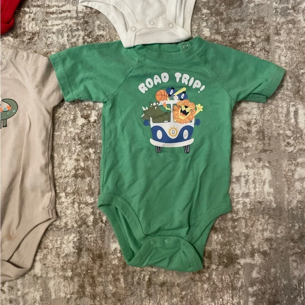 Garanimals Colorful Bodysuit Set - Red, White, Beige, Green size 6/9M